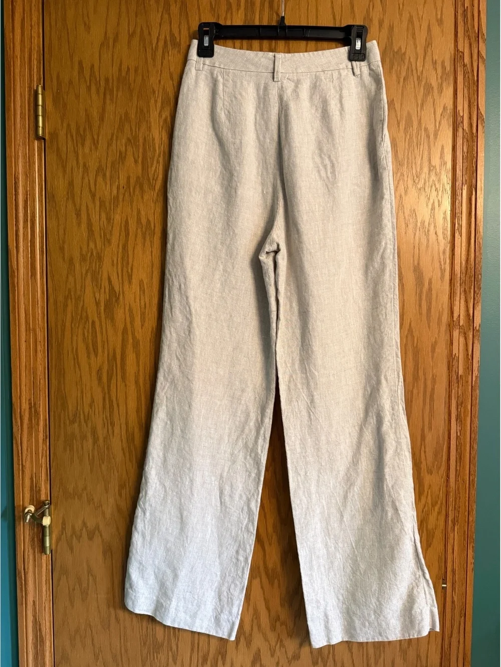 Reformation 100% Linen Wide Leg Pants Beige Natural Size 4 High Rise Relaxed EUC